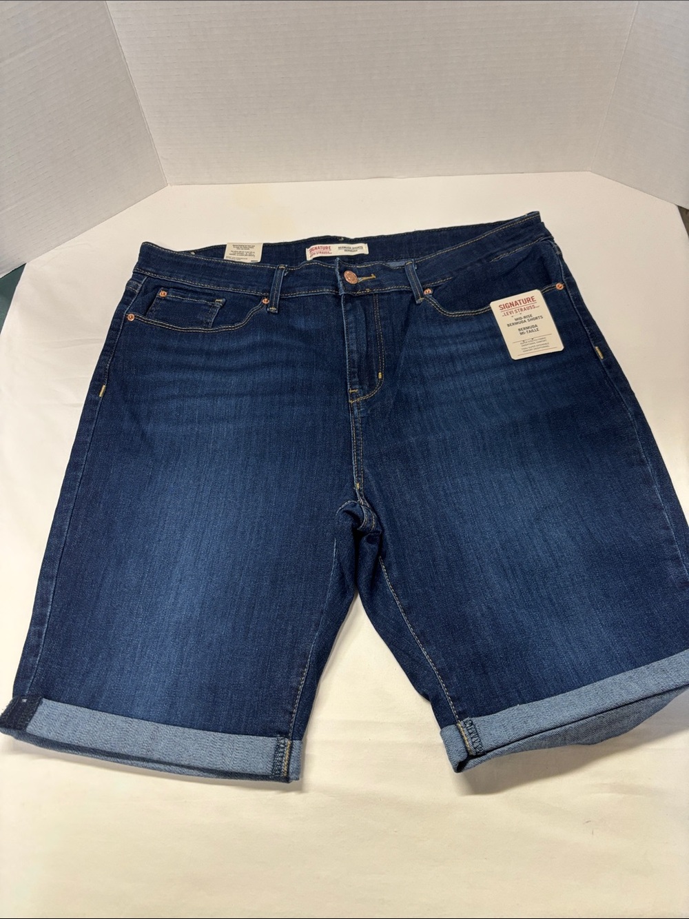 Signature by Levi Strauss Dark Blue Denim Women's Bermuda Shorts